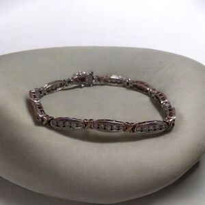 VTG Sterling Silver 925&Vermeil Cubic Zirconia CZ With Safety Latch Size 7 1/4